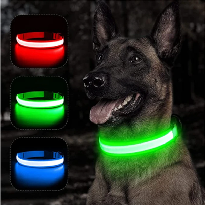 Collar Luminoso USB Recargable para Perros con Colgante Desmontable, Luz LED de Lujo Brillante para Perros Pequeños y Gatos, Collar de Seguridad Nocturna, Venta al Por Mayor
