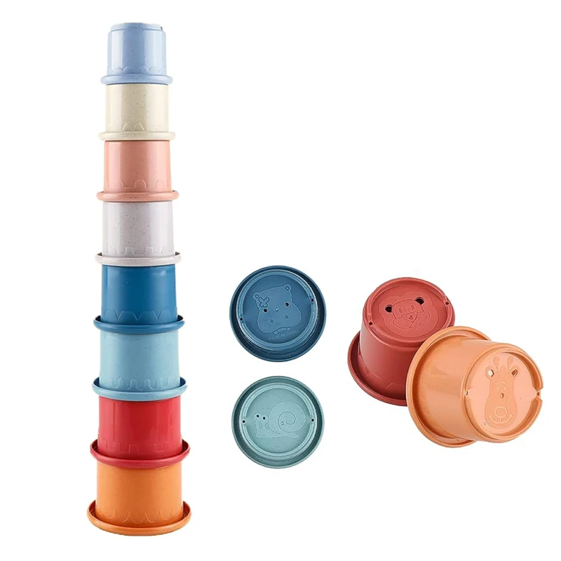 Juguete de tazas apilables para conejos, rompecabezas de animales pequeños reutilizables multicolores para esconder comida, juguetes para mascotas