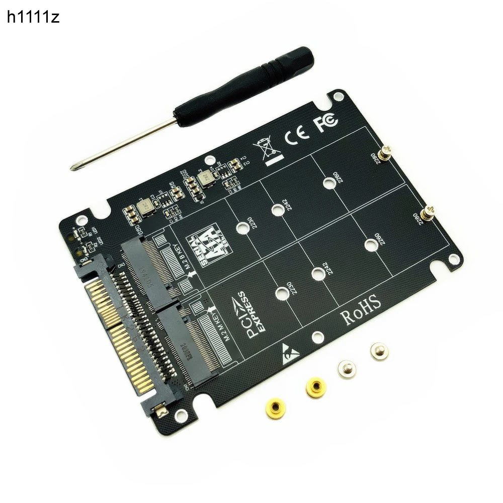 Adaptador M.2 SSD a U.2, convertidor 2 en 1 M.2 NVMe SATA-Bus NGFF SSD a PCI-e U.2 SFF-8639 PCIe M2 para ordenador de escritorio y PC