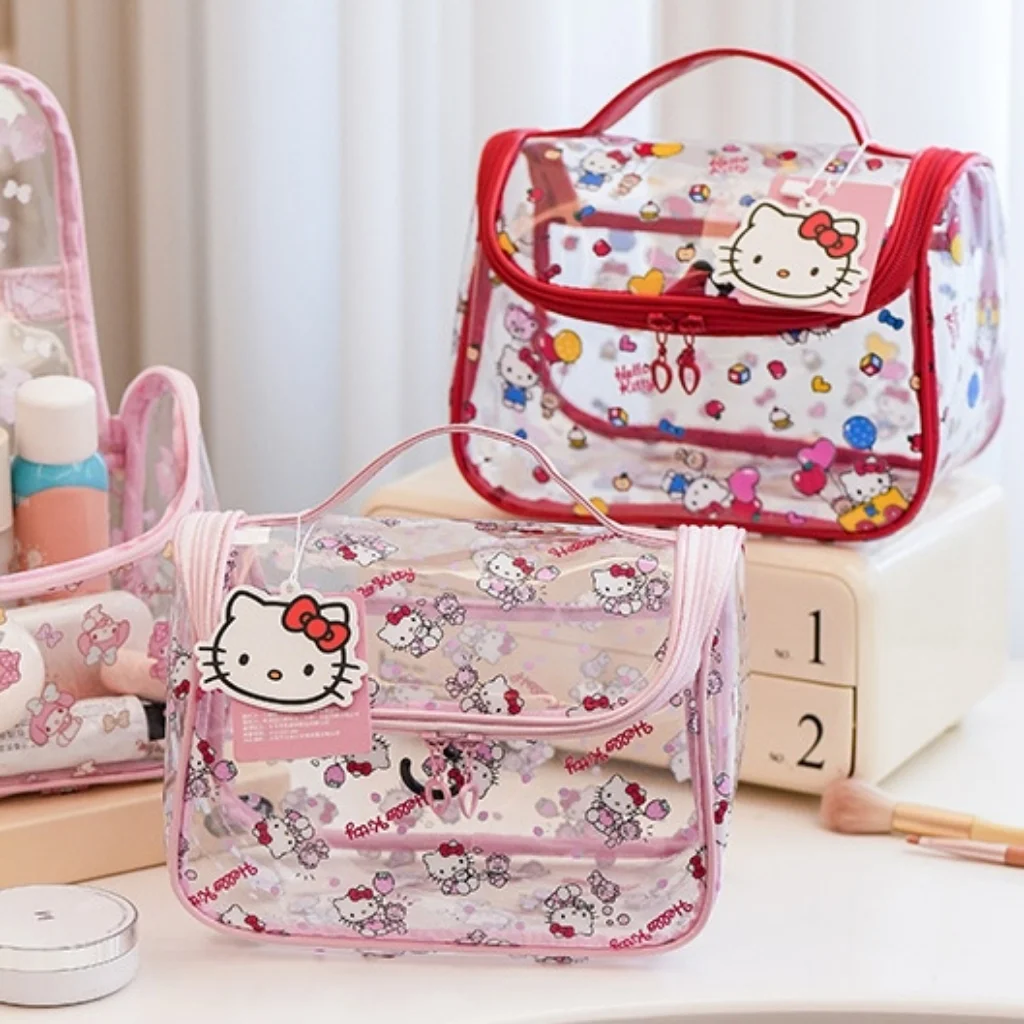 Bolsa de Maquillaje Visual de la Marca Sanrio, Diseño Kawaii, Bolsa de Almacenamiento para Artículos de Belleza