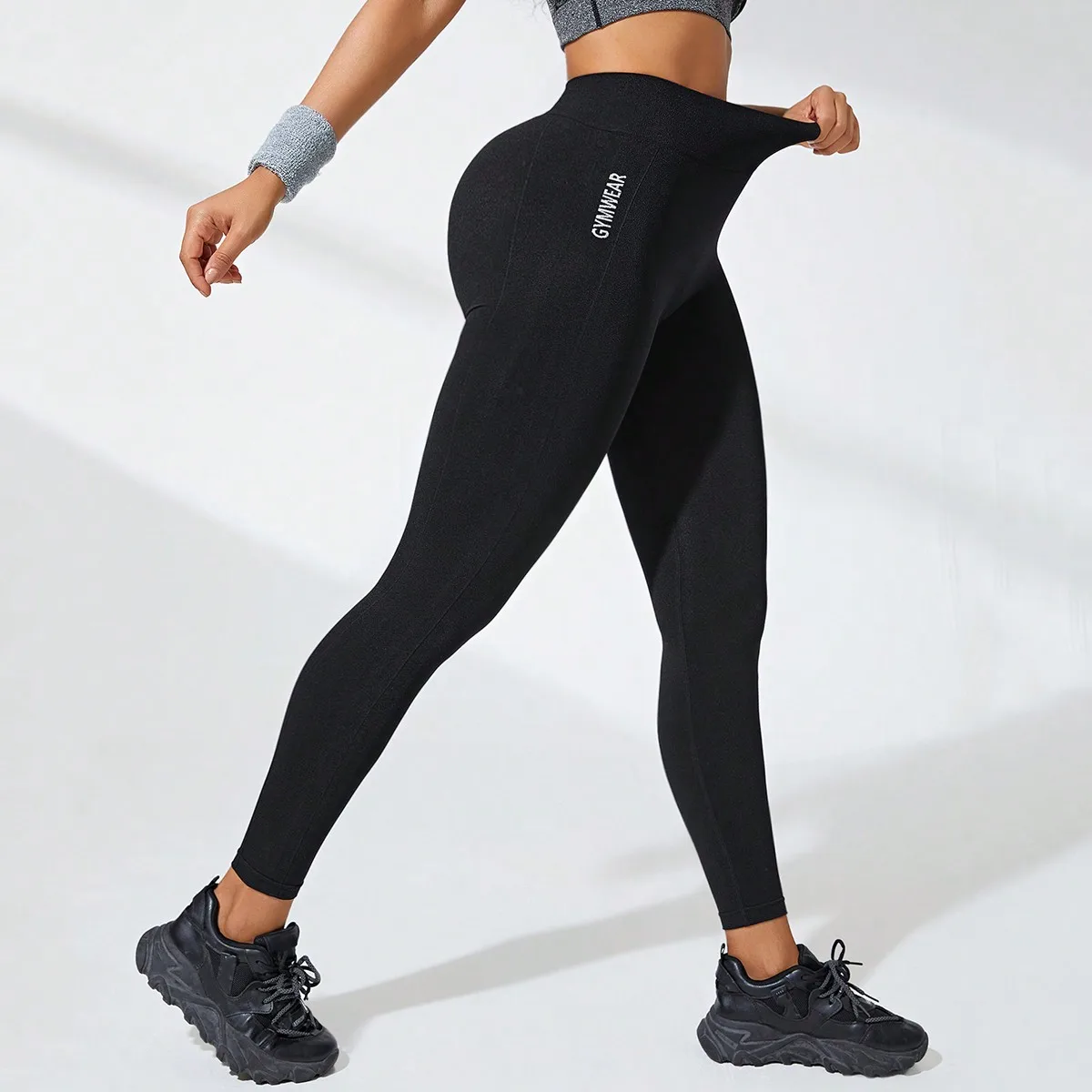 Leggings para mujer de cintura alta suave control de barriga adelgazante pantalones de yoga negros entrenamiento correr