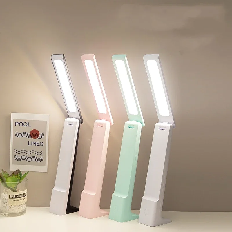 Lámpara LED de escritorio plegable con carga USB, Control táctil, regulable, protección ocular, lectura, estudio, oficina, dormitorio, lámpara de noche