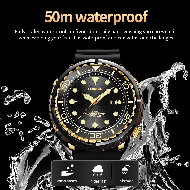 Reloj de buceo LIGE a la moda para hombre, marca superior de lujo, reloj de fecha resistente al agua 50ATM, relojes deportivos, reloj de pulsera de cuarzo para hombre, reloj Masculino
