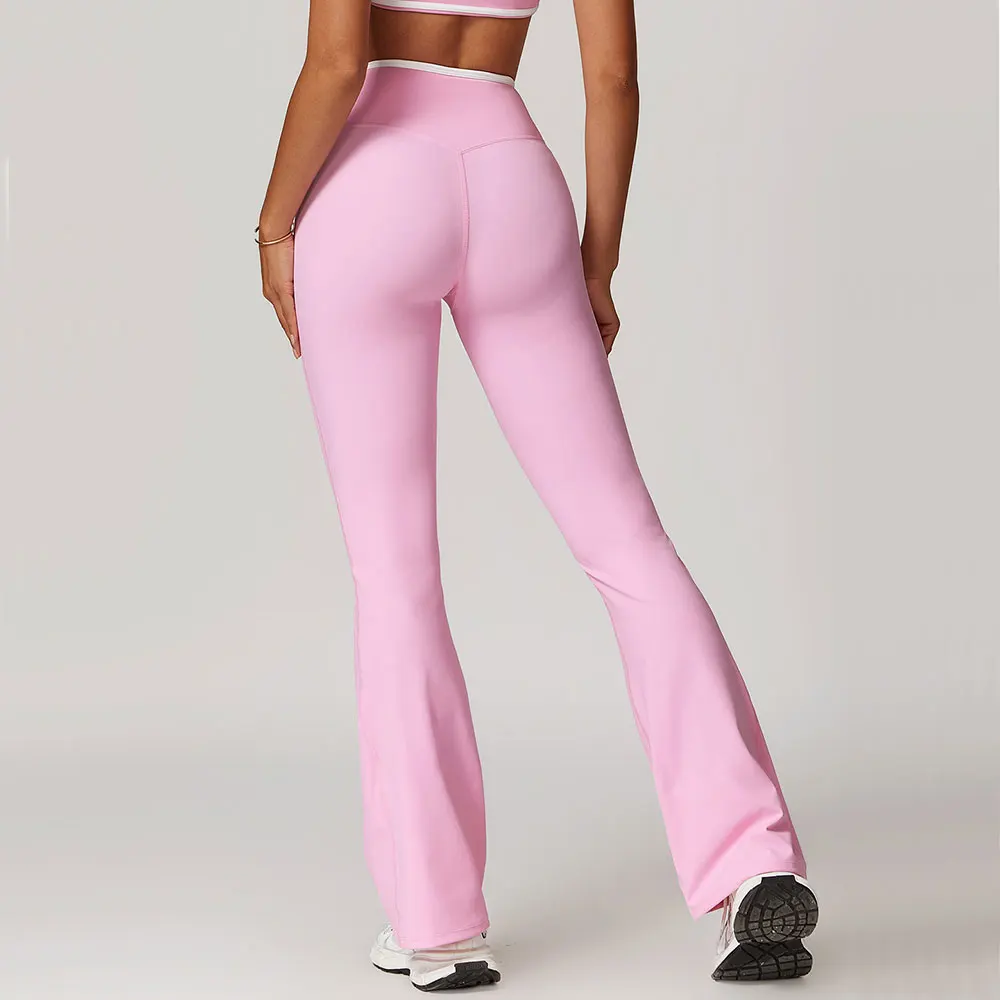 Leggings de yoga acampanados para mujer, pantalones deportivos de fitness, ciclismo y running, leggings deportivos de cintura alta para entrenamiento y gimnasio.