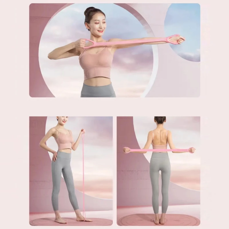 Banda de resistencia para Fitness en forma de 8, banda elástica para entrenamiento deportivo, cuerda de tracción de goma para Fitness en casa, entrenamiento de Yoga, ejercicio, equipo de gimnasio