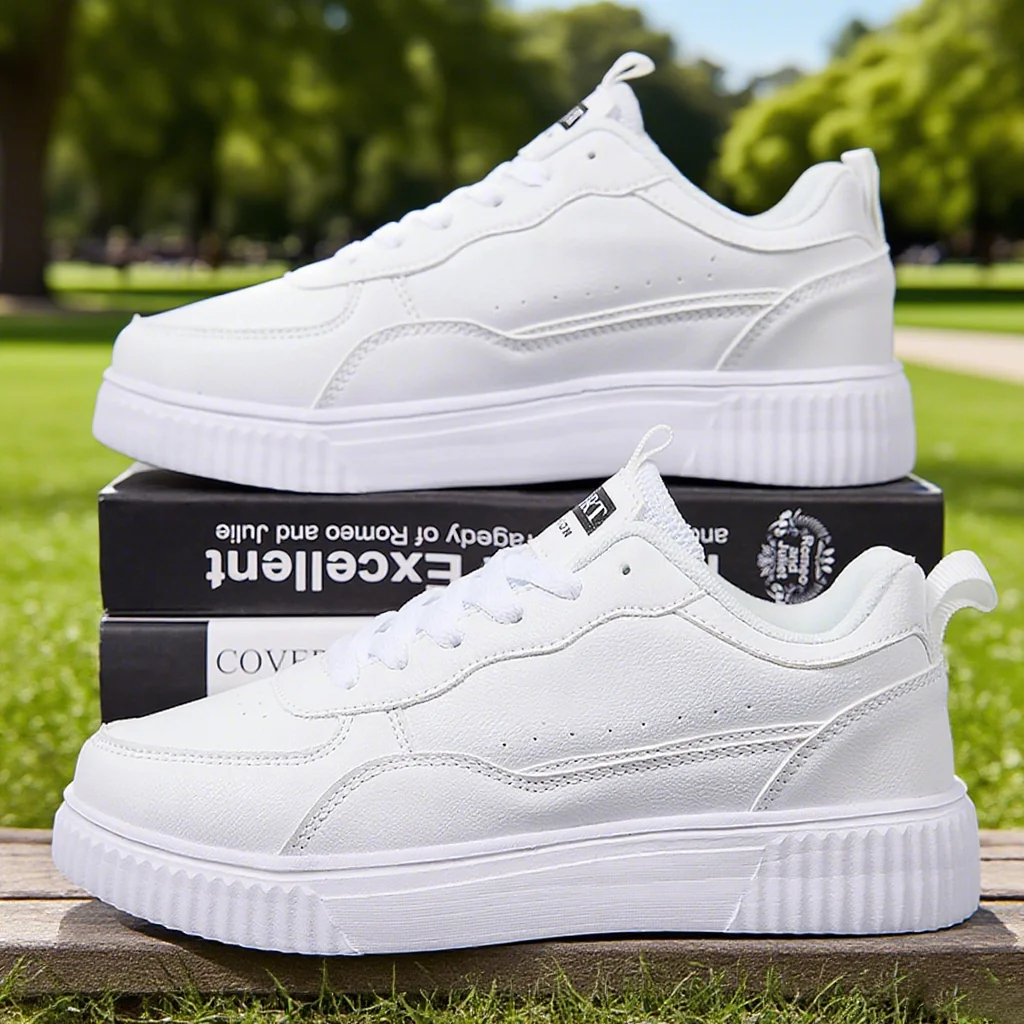 Zapatos informales a la moda para mujer, zapatos planos transpirables para caminar, zapatillas de deporte blancas para mujer, calzado deportivo para correr al aire libre para caminar para hombres