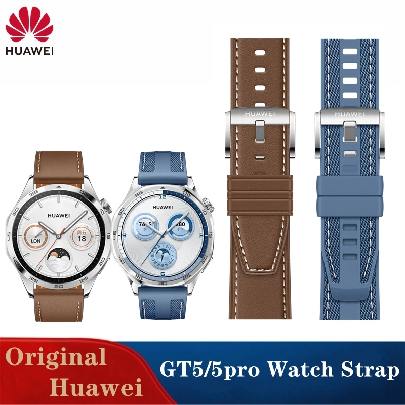 Correa de reloj original de 22 mm de nailon compuesto FKM para Huawei GT5, correa de reloj GT5 Pro, correa de cuero para muñeca GT5Pro, brazalete de titanio de 46 mm.