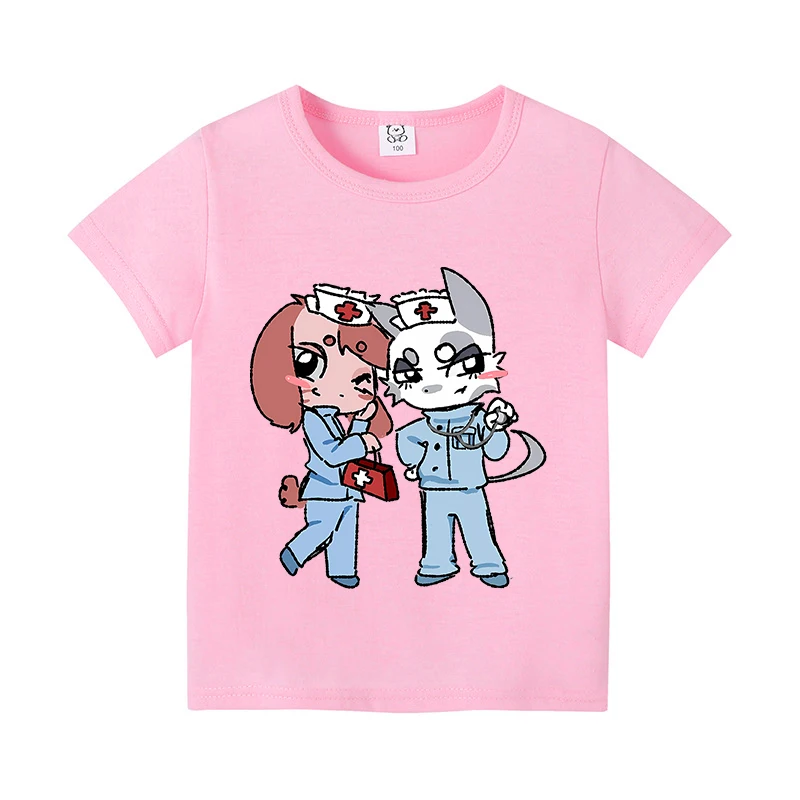 Camiseta corta de verano para niños y niñas con diseño de animales de hospital, camisetas de dibujos animados de anime para niños pequeños, ropa de verano para niños, regalo de cumpleaños para niños