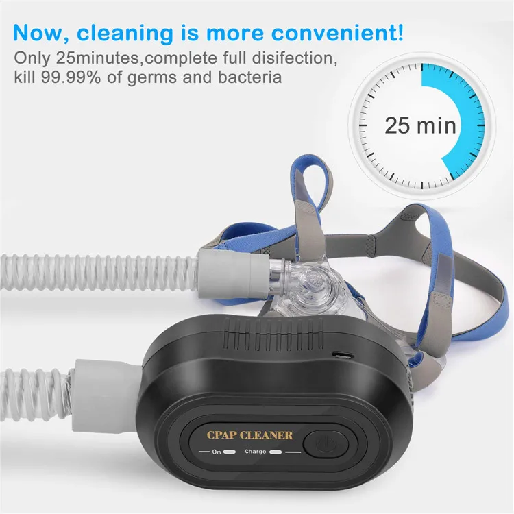 Limpiador y Esterilizador Portátil de CPAP con Ozono, Solución de Limpieza para Mascarillas y Tubos APAP BiPAP, Ionizador de Ozono