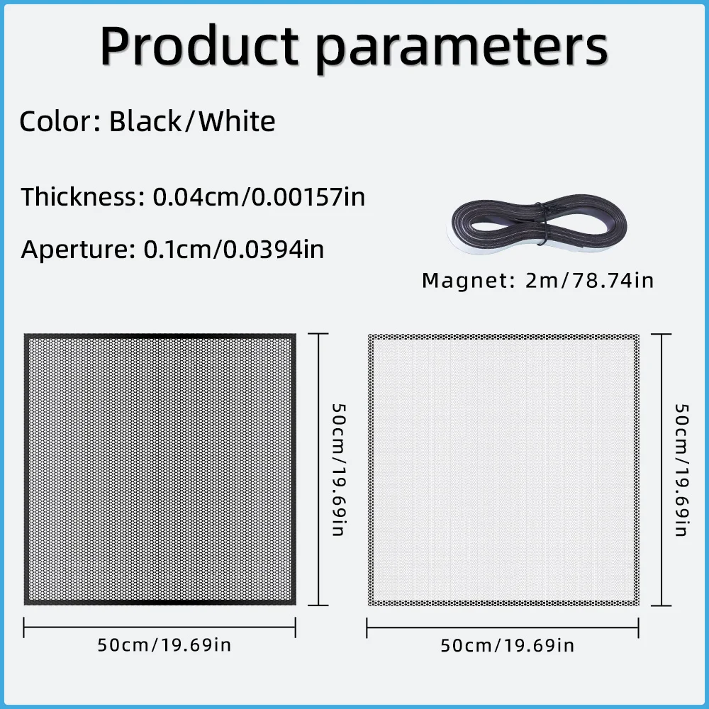 Filtro de Polvo Magnético para PC de PVC de 50*50cm, Malla Antipolvo con Atracción Magnética, Ventilación, Refrigeración y Prevención de Plagas