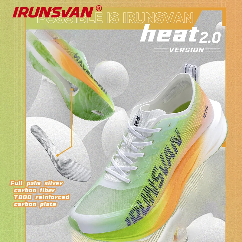 IRUNSVAN 2024 HEAT 2,0 placa de carbono zapatos deportivos de entrenamiento atlético zapatos para correr profesionales hombres zapatillas de deporte al aire libre Unisex