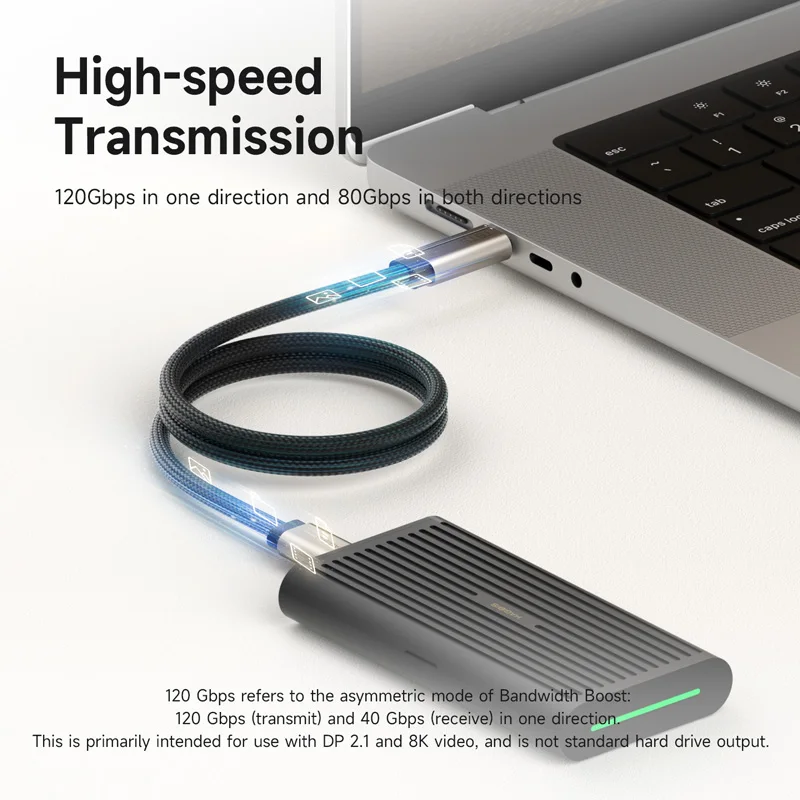 Cable USB C Super Suave Hagibis TBT5, Ancho de Banda de 120 Gbps, Carga de 240 W, Video de 16K/8K, Compatible con Thunderbolt 4