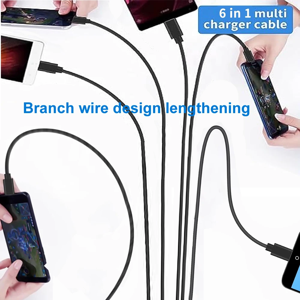 Cable divisor USB C Cable multi USB C a USB C 6 en 1 Cable cargador macho tipo C para tableta Android Samsung y dispositivo TypeC