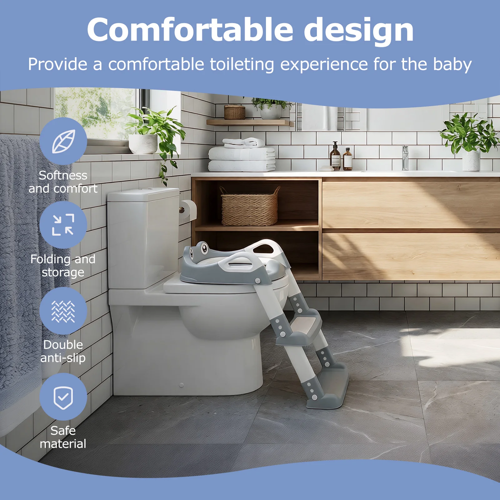 Taburete Plegable para Inodoro Infantil, Asiento de Entrenamiento Ajustable, Escalera Auxiliar para Niños, Herramienta Segura para el Entrenamiento para Ir al Baño