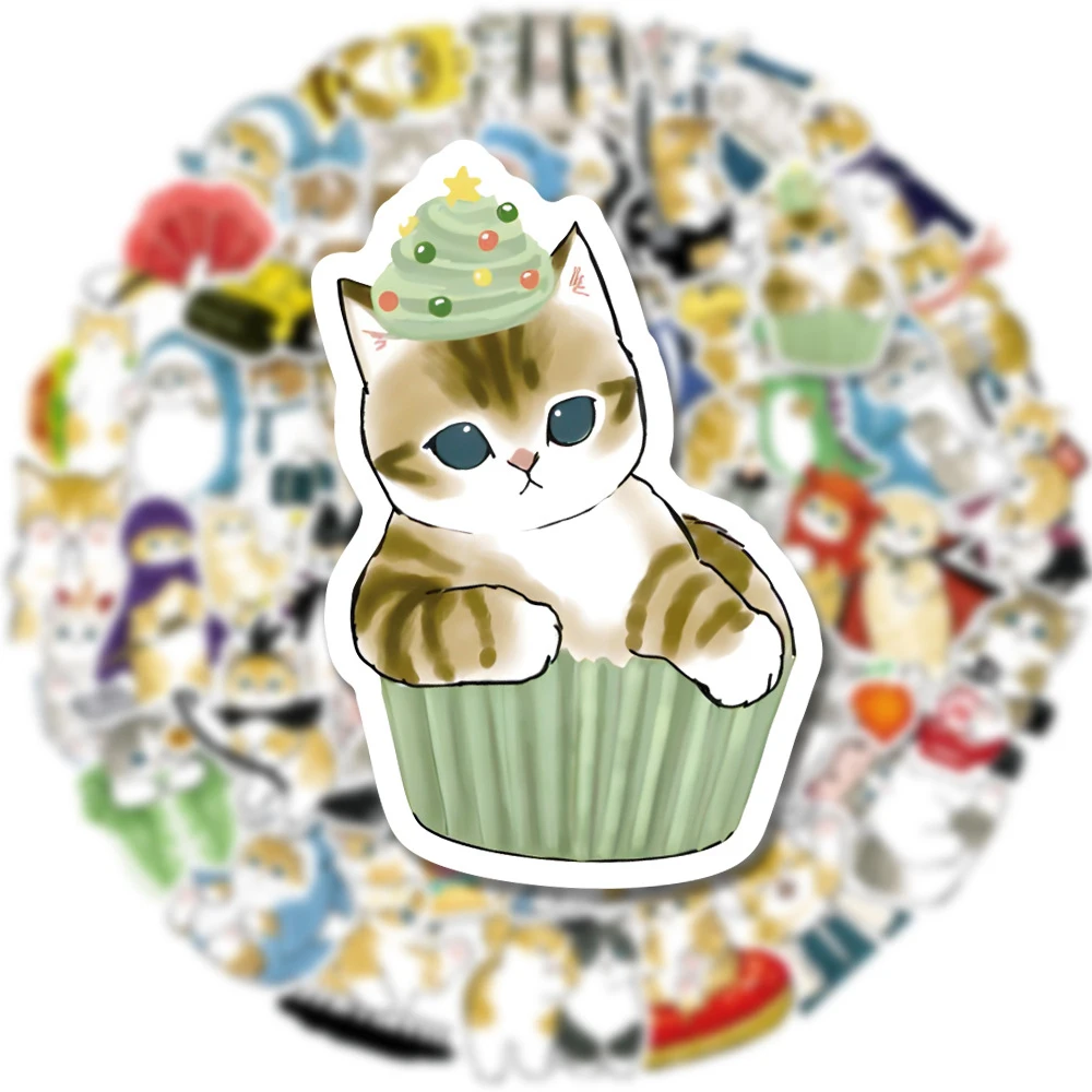 10/30/50/100 Uds lindo gato Animal pegatinas de grafiti Kawaii calcomanías de dibujos animados niños juguete portátil DIY álbum de recortes maleta teléfono coche pegatina