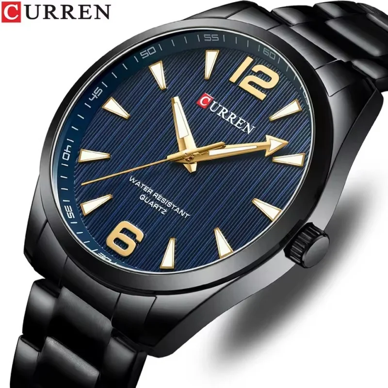 Reloj CURREN 8434 de Marca de Moda para Hombre, Resistente al Agua, con Luz Nocturna, Elegante, Correa de Acero Inoxidable, Reloj de Regalo para Hombre, Reloj Hombre