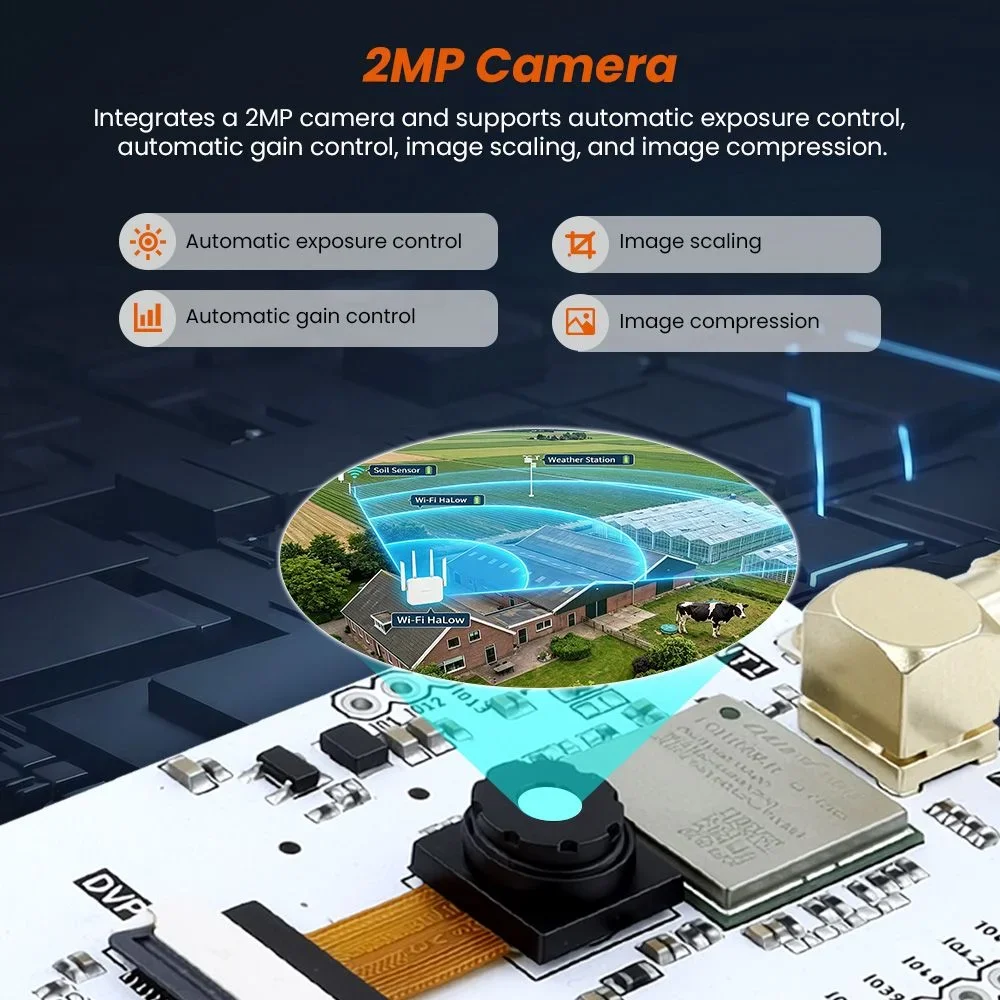 Módulo Elecrow ESP32 Wi-Fi HaLow con cámara de 2MP |   32Mbps de Alta Velocidad |   Transmisión de Larga Distancia-915MHz