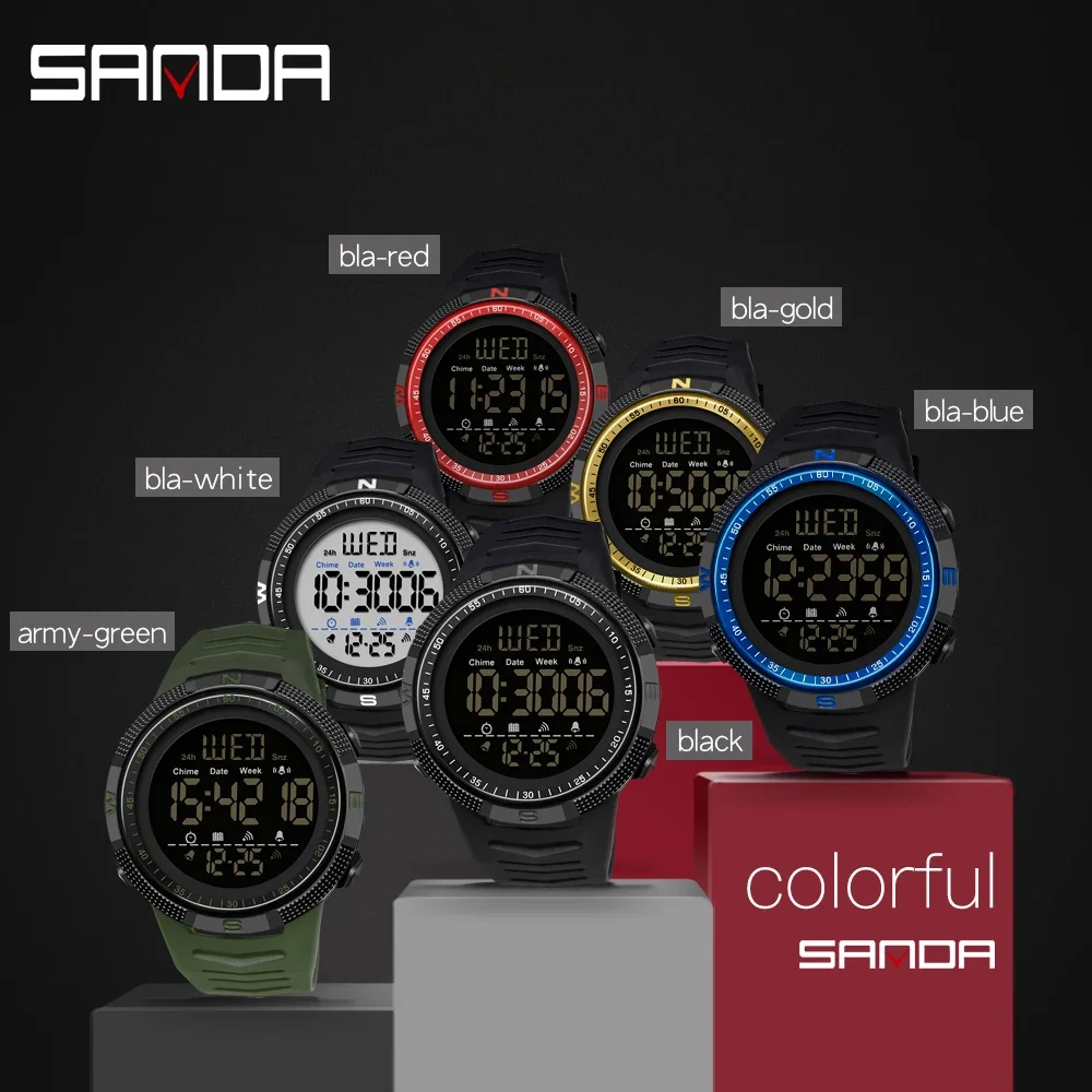 Reloj deportivo militar SANDA 6014 Para Hombre, Relojes de pulsera digitales, pulsera resistente al agua con cuenta atrás a prueba de golpes, Relojes Para Hombre