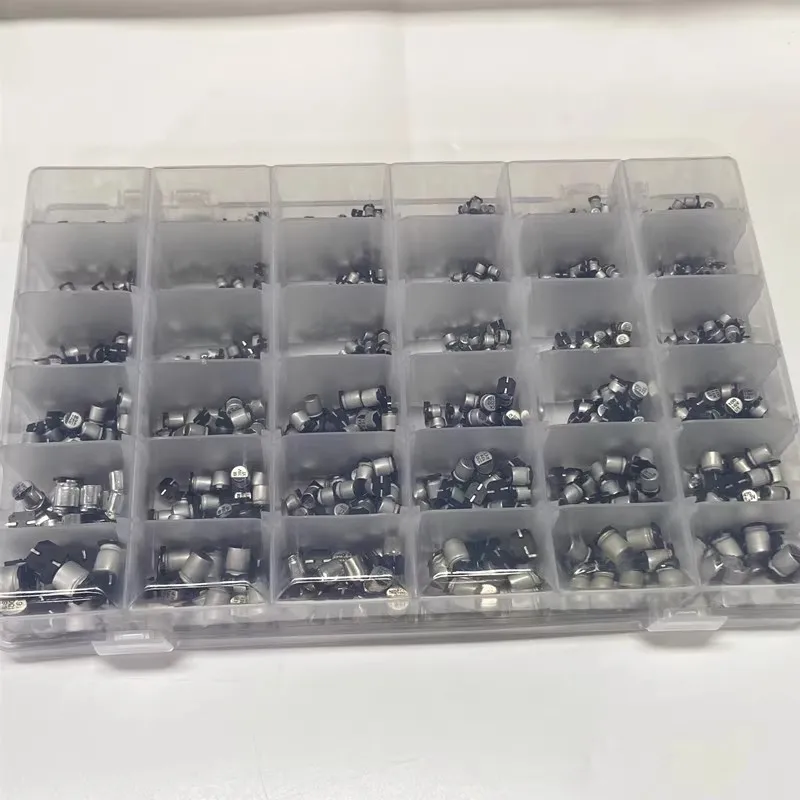 1500 Uds 1UF-1000UF 6,3 V-50V SMD Kit de condensadores electrolíticos de aluminio caja de muestra SMD