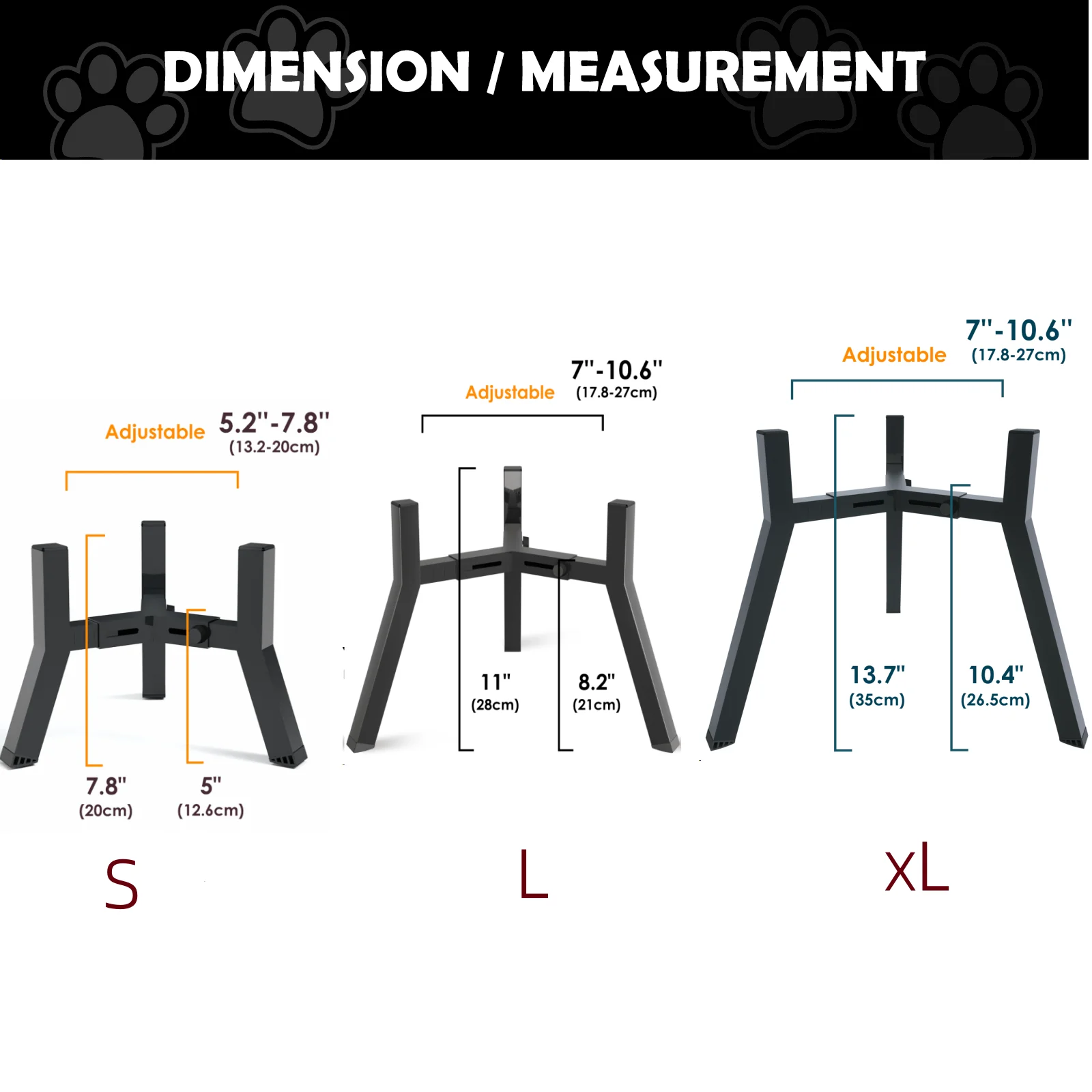 Soporte de cuenco para perro elevado de ancho ajustable de metal para perros extragrandes, cuenco de comida para perros, soporte elevado para cuencos para perros (cuenco no incluido)