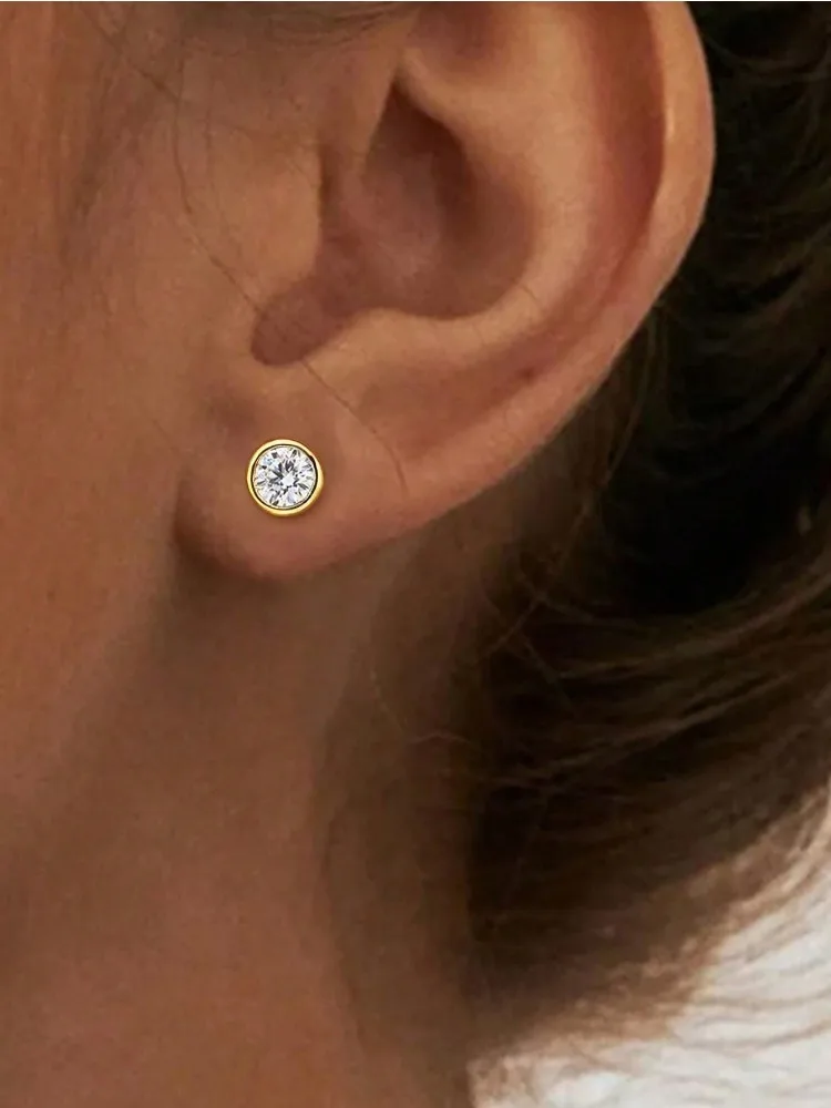 Pendientes de Diamante Moissanita Real de 0.5-1ct, Redondos y de Lujo para Mujer, Plata de Ley 925, Pendientes de Boda, Joyería Fina, Regalos