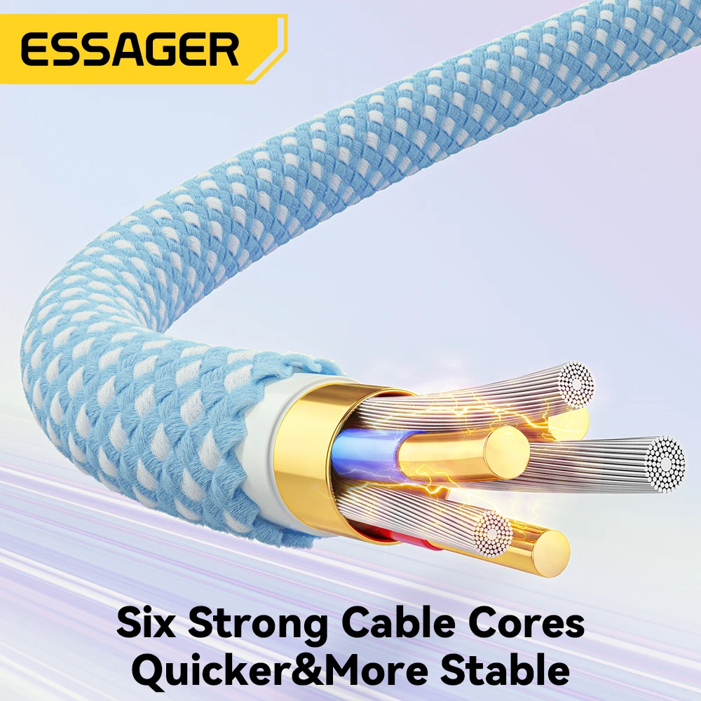 Cable Essager 7A USB tipo C para Realme Huawei Mate60 100W PD Cable de carga rápida para Samsung Oneplus Xiaomi Cable cargador USB-A
