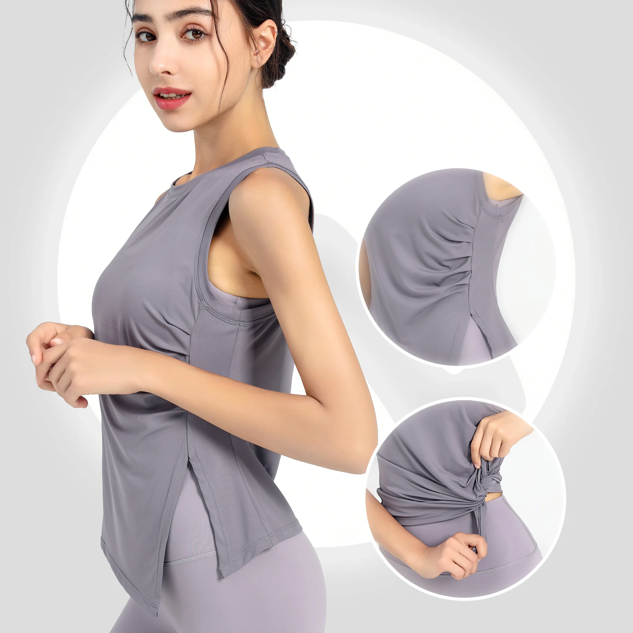 Chaleco deportivo con abertura para mujer, chaleco recortado de Yoga y Pilates de alta elasticidad, Top para entrenamiento físico, camiseta sin mangas transpirable, ropa deportiva femenina