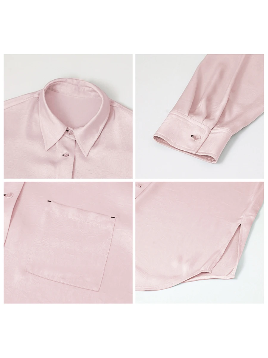 CHIC VEN Blusa de Moda para Mujer, Manga Larga, Blanca, Lisa, con Abertura Lateral, Holgada, para Oficina, Primavera Verano 2026