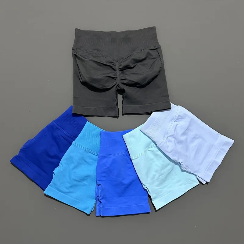Histello-pantalones cortos deportivos de 4,5 pulgadas para mujer, mallas de Yoga sin costuras, mallas elásticas de cintura baja para correr, Fitness, pantalones cortos de entrenamiento para gimnasio