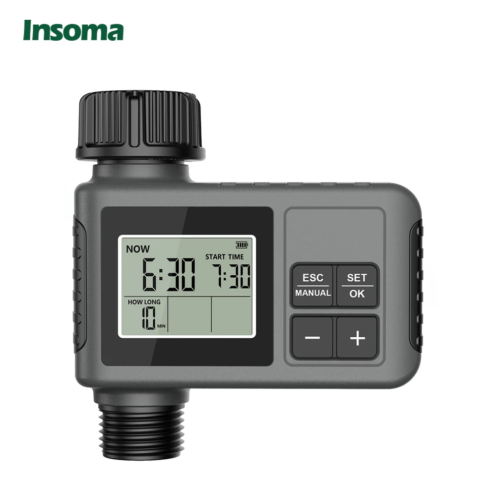 Temporizador de agua automático Insoma, sistema de riego inteligente, temporizador de aspersor, equipo programador de jardín, pantalla LCD IPX7