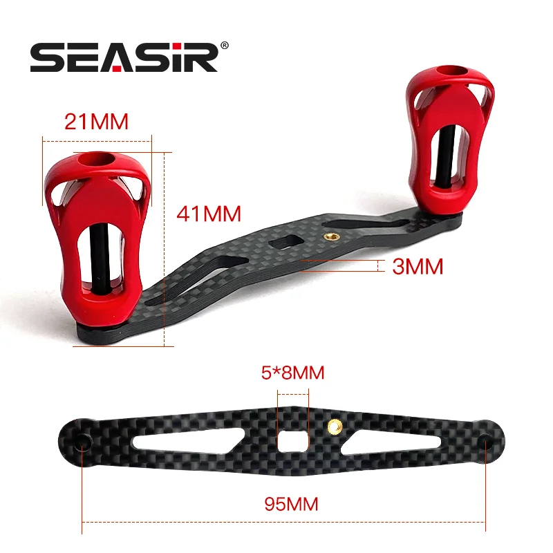 SEASIR Mango de carrete de pesca de fibra de carbono, agarre de carbono ultraligero, reajuste de 6 colores para carrete de Baitcasting, accesorios de pesca DIY