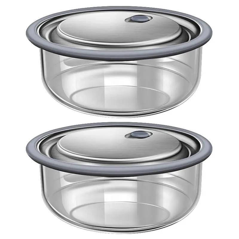 Fiambrera redonda de vidrio de borosilicato grueso para almacenamiento de alimentos, caja Bento de mantenimiento fresco, calentamiento por microondas, nuevo