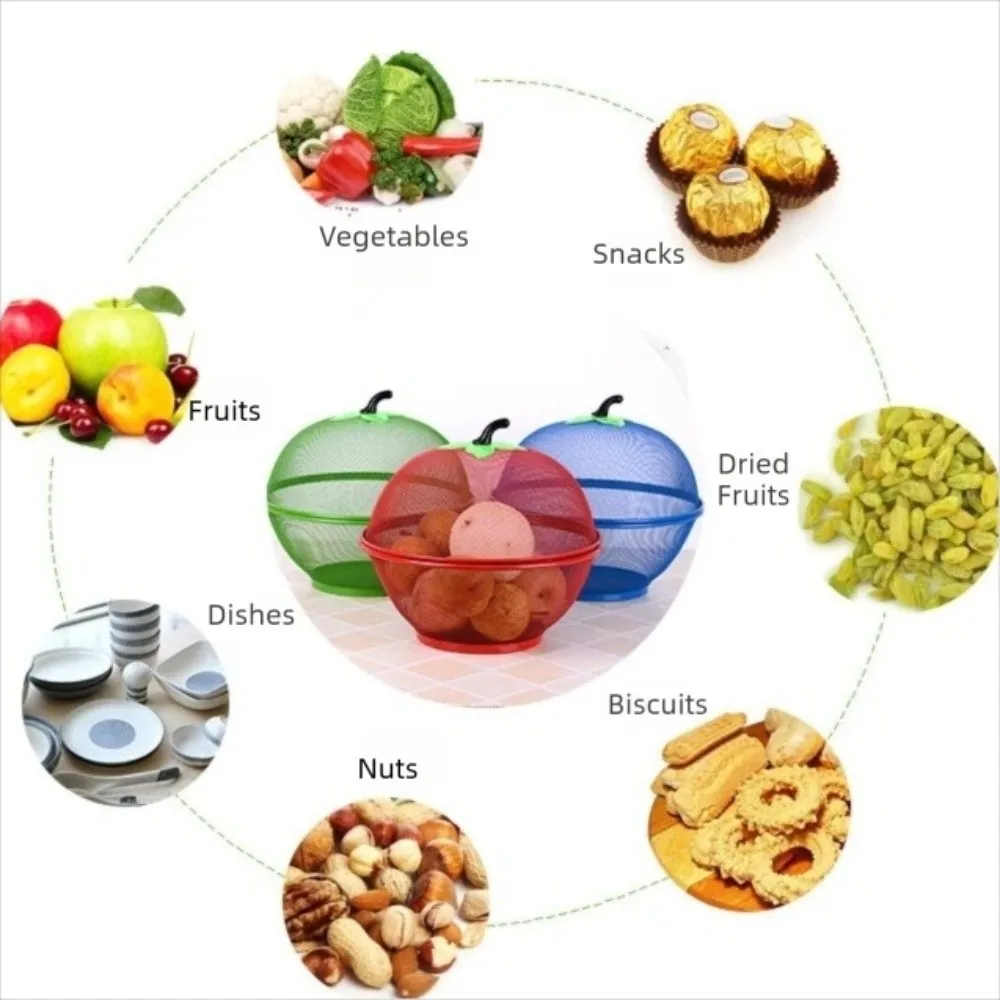 Cesta de frutas metálica de calidad con cubierta de malla, resistente a la humedad, fácil de limpiar, organizador de verduras, frutero multifuncional para cocina