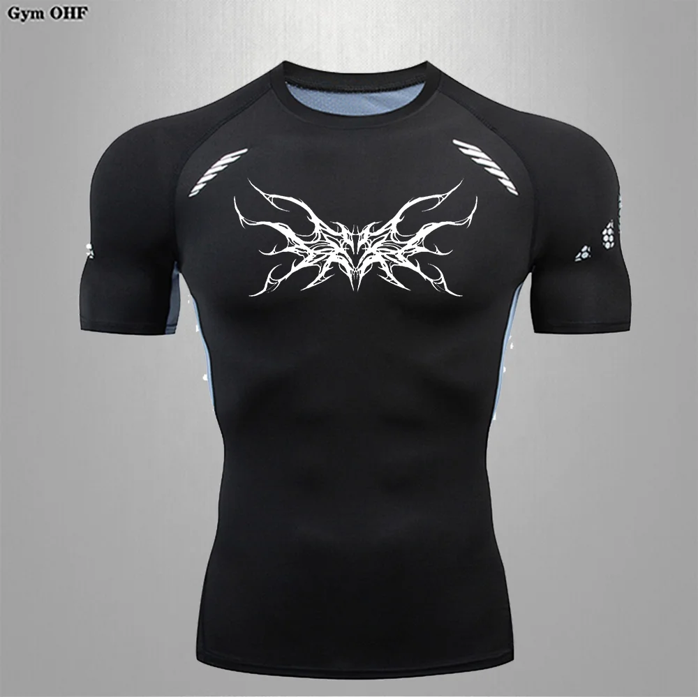 Camiseta de Compresión para Hombre, para Gimnasio, Fitness, Entrenamiento, Running, Secado Rápido, Deportiva, Verano, Moldeadora, Adelgazante, Cómoda