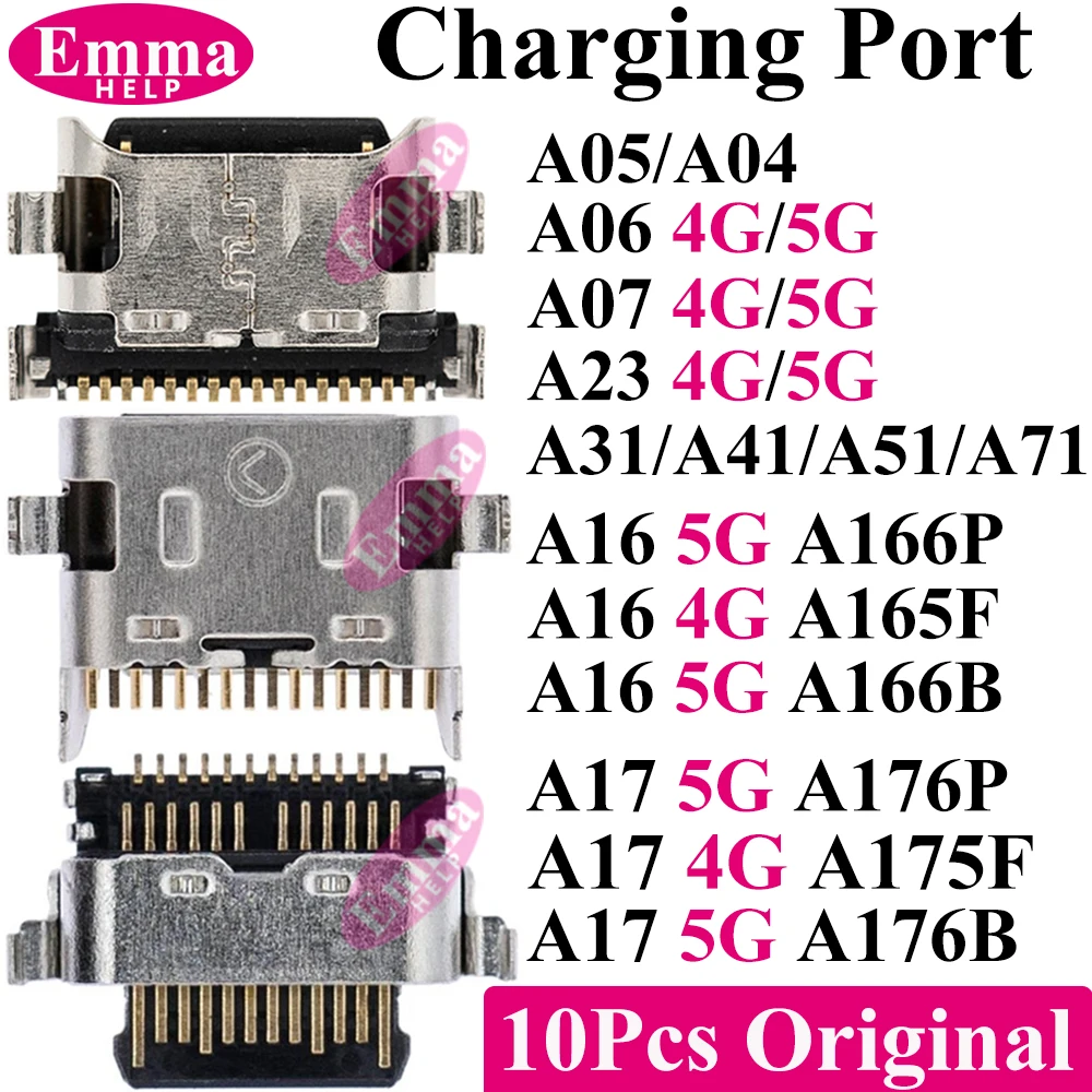 10 piezas de Conector de Carga USB para Samsung A06 A07 A05 A04 A13 A14 A15 A17 A25 A31 A50s A51 A16