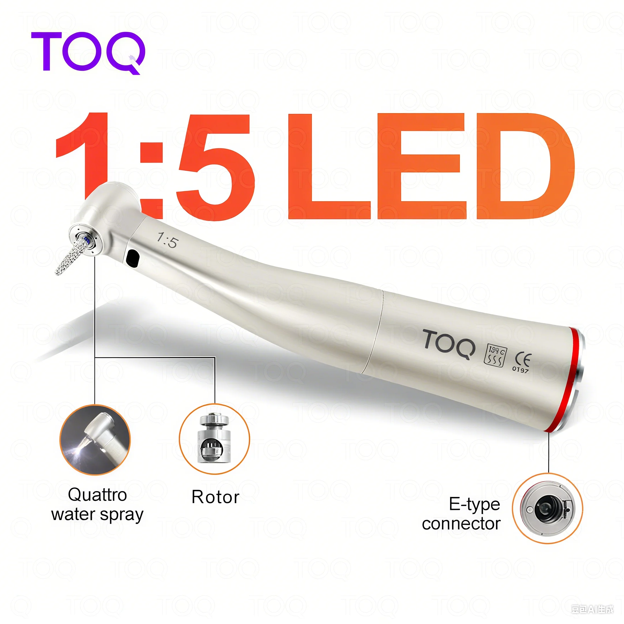 Ti Max Z95l contraángulo Dental 1:5 pieza de mano de velocidad creciente contraángulo Led fibra óptica Quattro Spray anillos rojos