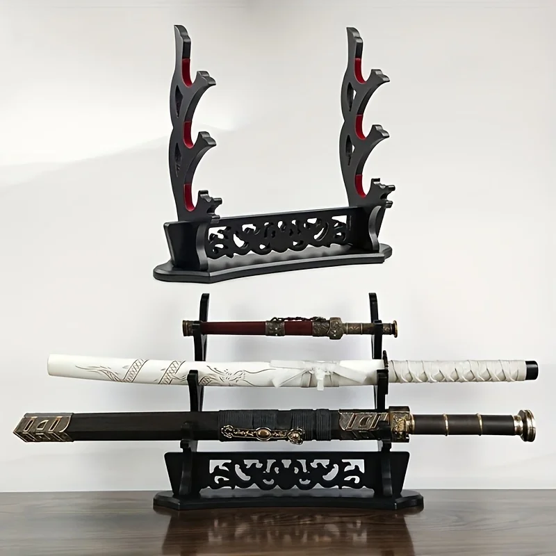 Soporte de madera para katana, estante de almacenamiento para espadas de dragón, base de exhibición, organizador decorativo para katana y sable japonés.