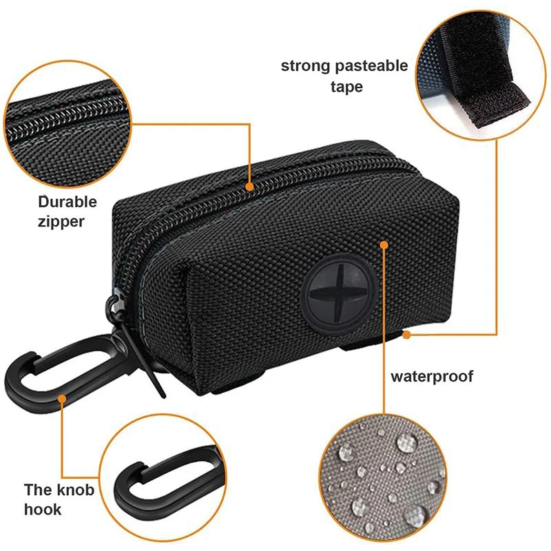 Soporte para Bolsas de Excrementos de Perro con Anclaje a Correa, Dispensador Ajustable Mini de Bolsas de Basura para Viaje, Herramientas de Limpieza para Mascotas