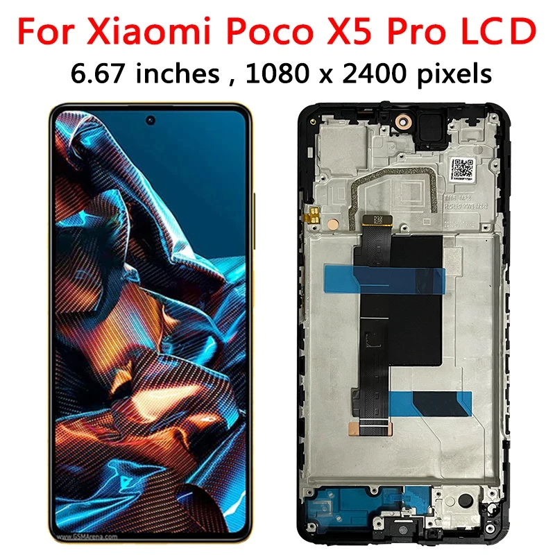 Pantalla AMOLED de 6.67 pulgadas para Xiaomi Poco X5 Pro LCD 22101320G, 22101320I, ensamblaje de digitalizador de pantalla para marco LCD Poco X5 Pro
