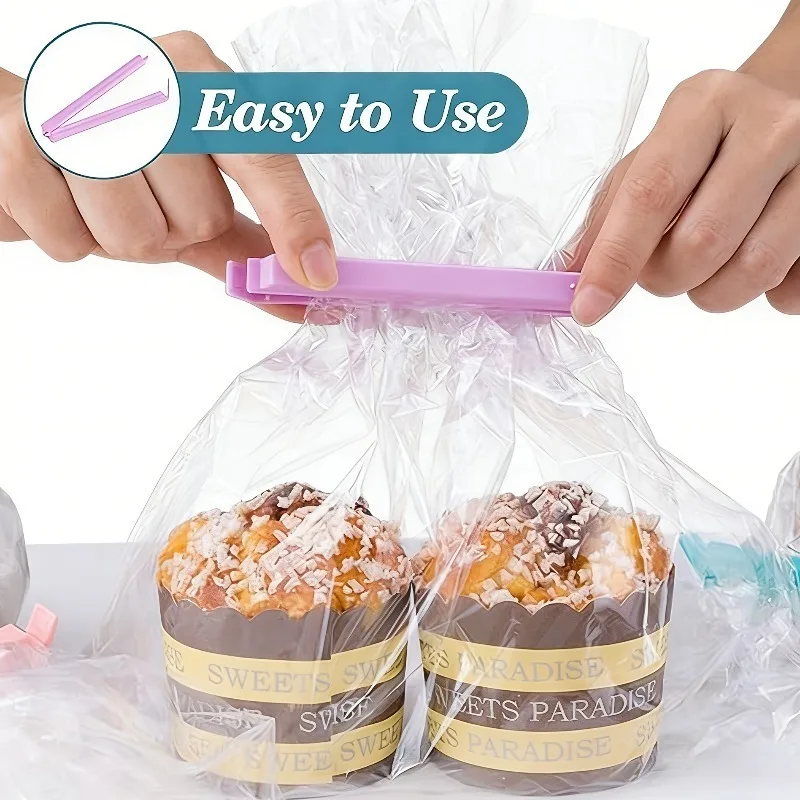 Juego de 16 Clips para Cerrar Bolsas de Alimentos en 3 Tamaños, Ideales para Guardar Alimentos y Bocadillos, Clips de Colores para Cerrar Bolsas para el Hogar
