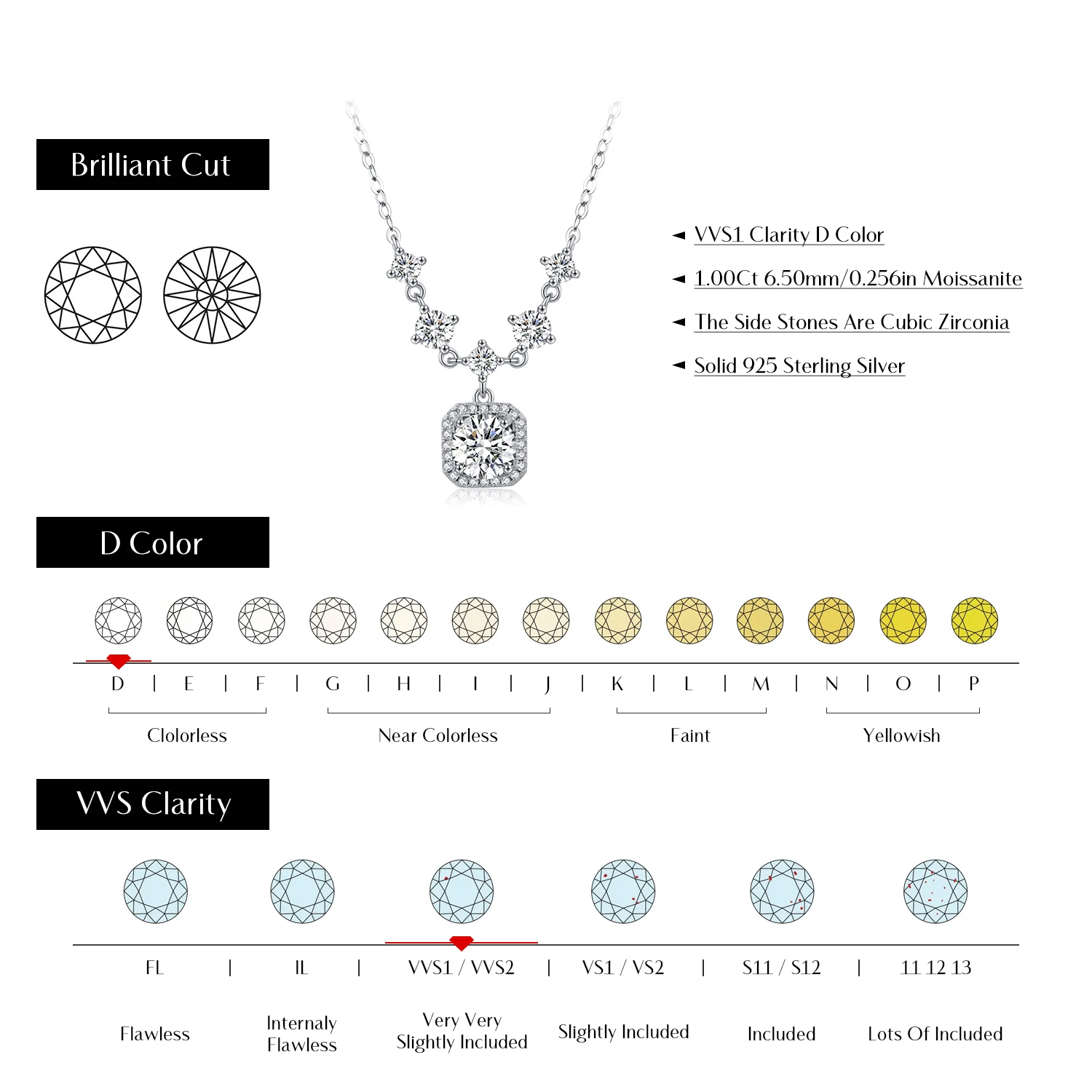 MODIAN D Color Moissanite Plata de Ley 925 colgante geométrico de lujo collar pulsera para mujer conjunto de joyería llamativa de boda