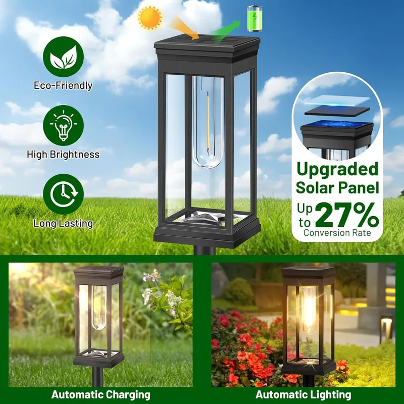 Luces solares Retro para caminos, Bombilla incandescente impermeable para exteriores, decoración de paisaje para pasarela, patio trasero, 2/4/6 Uds.