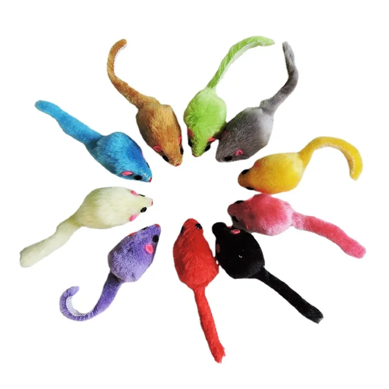 Juguete de peluche para gatos, ratones interactivos suaves y sólidos, juguetes divertidos para gatitos, suministros para juegos de entrenamiento y rascado, 5 uds.