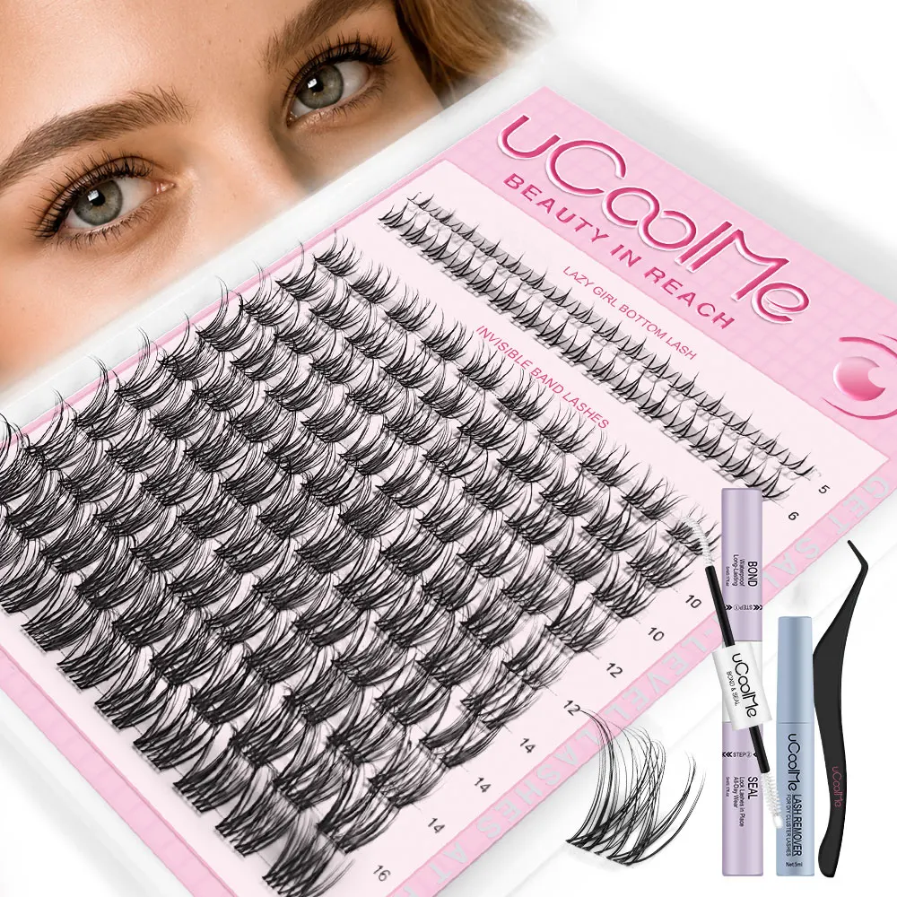 Pestañas Postizas uCoolMe Venus Natural Cluster, Extensiones de Pestañas DIY con Aspecto Natural, Larga Duración, Resistentes al Agua, Herramientas de Maquillaje