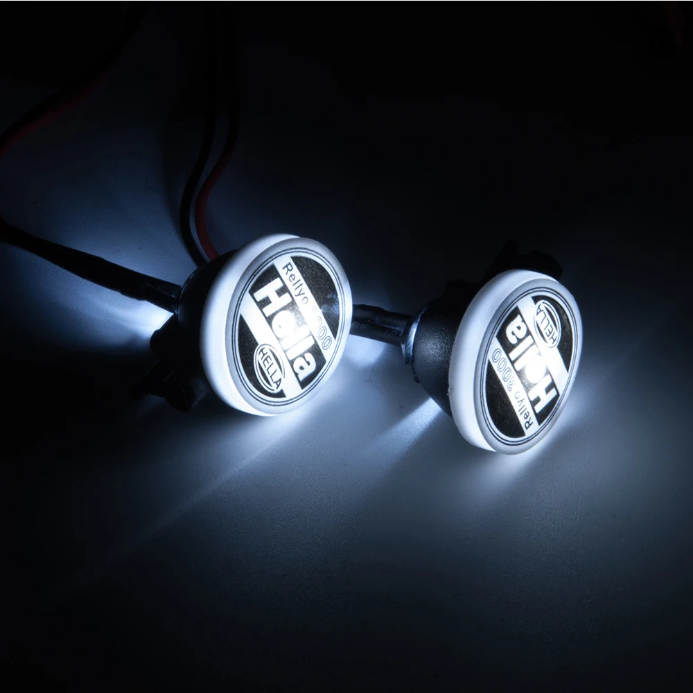MIBIDAO 2/4LED RC luz de techo de coche lámpara redonda foco para 1/10 Axial SCX10 II 90046 TRX4 Tamiya CC01 D90 D110