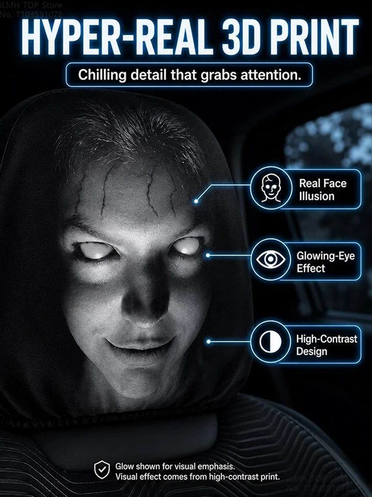 Fundas para reposacabezas de coche Aoifn Ghost Face, fundas universales para reposacabezas con temática de terror de Halloween, accesorios interiores de coche divertidos y aterradoras