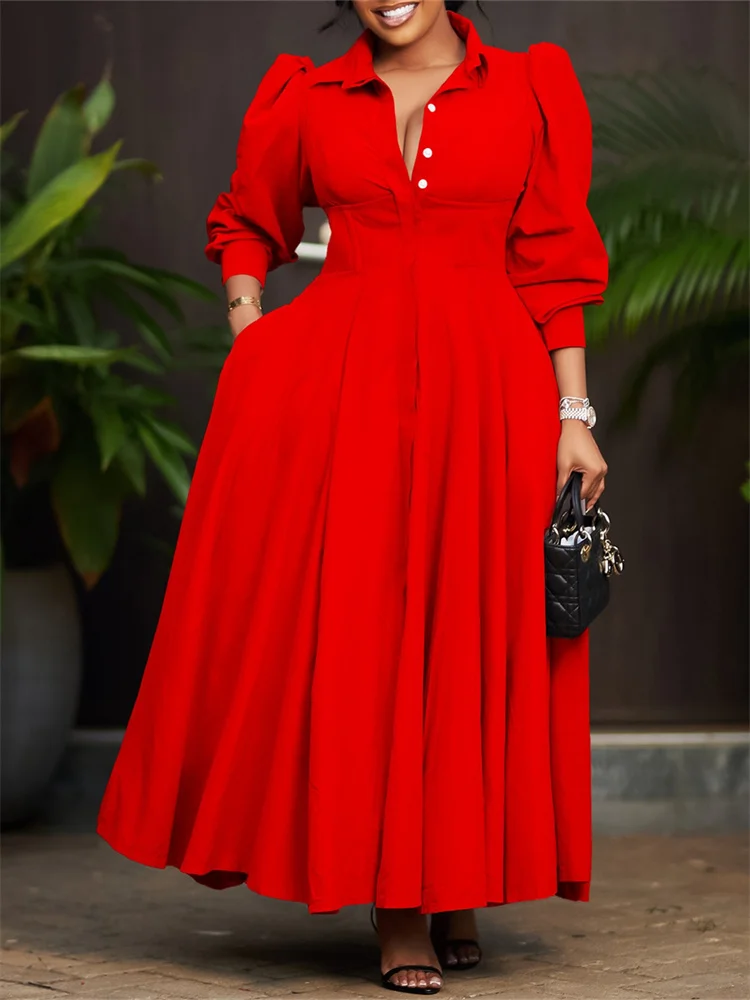 Vestido Wmstar para mujer, vestidos informales de manga larga con botones, ropa de calle a la moda, columpio grande, nueva ropa de primavera, venta al por mayor, triangulación de envíos