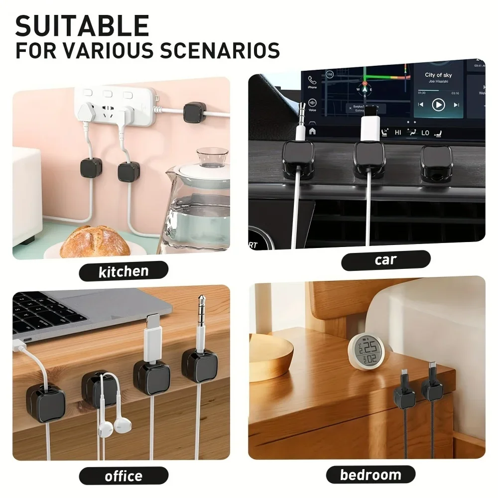 Clips Magnéticos para Cables (36/16/8/3 Piezas), Organizador de Cables Adhesivo, Sujetador de Cables Ajustable, Enrollador de Cables de Carga