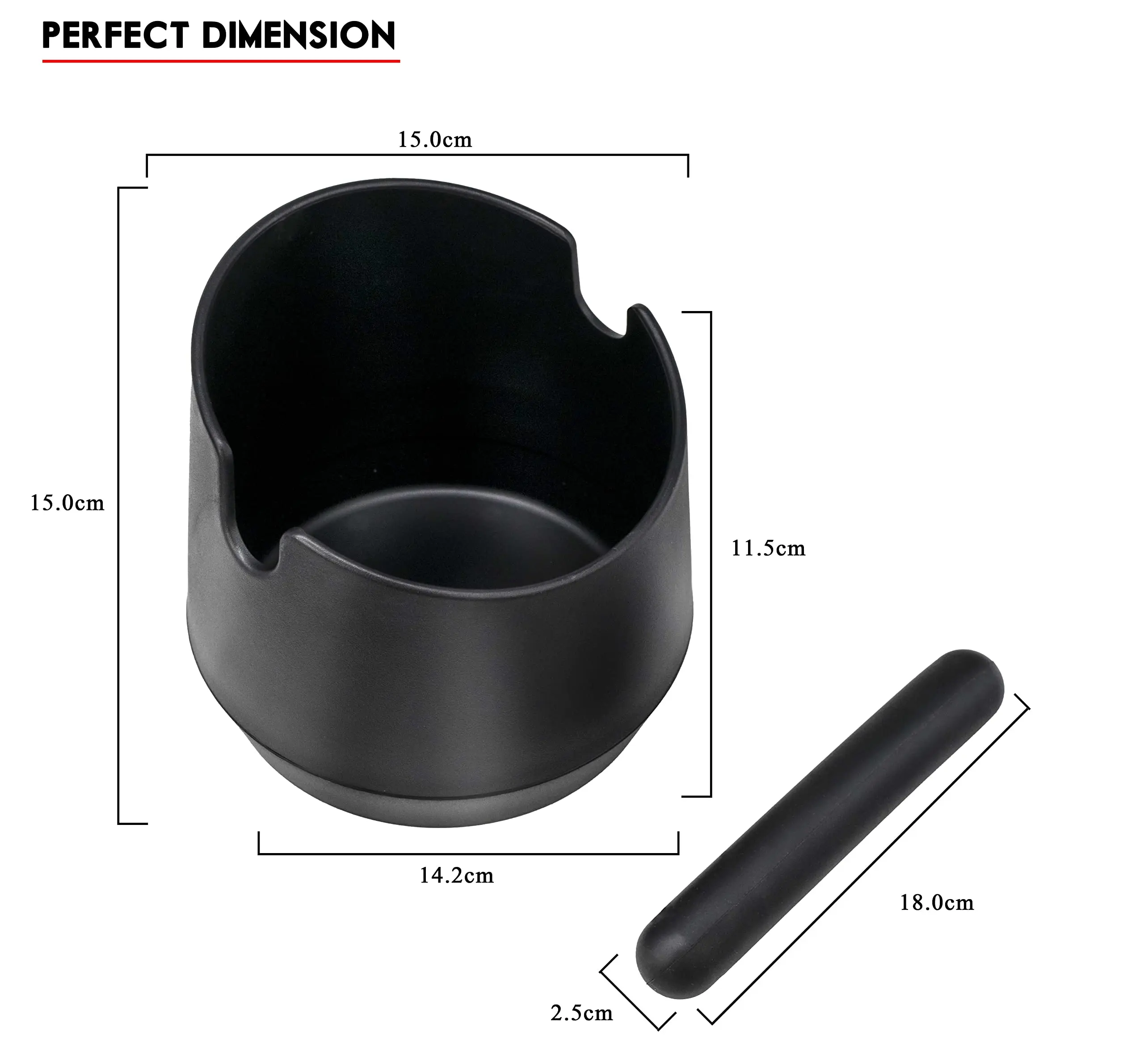 Leeseph-contenedor de residuos de café, caja de recolección de residuos de molienda Barista duradera antideslizante, cuerpo de grasa con barra de golpe