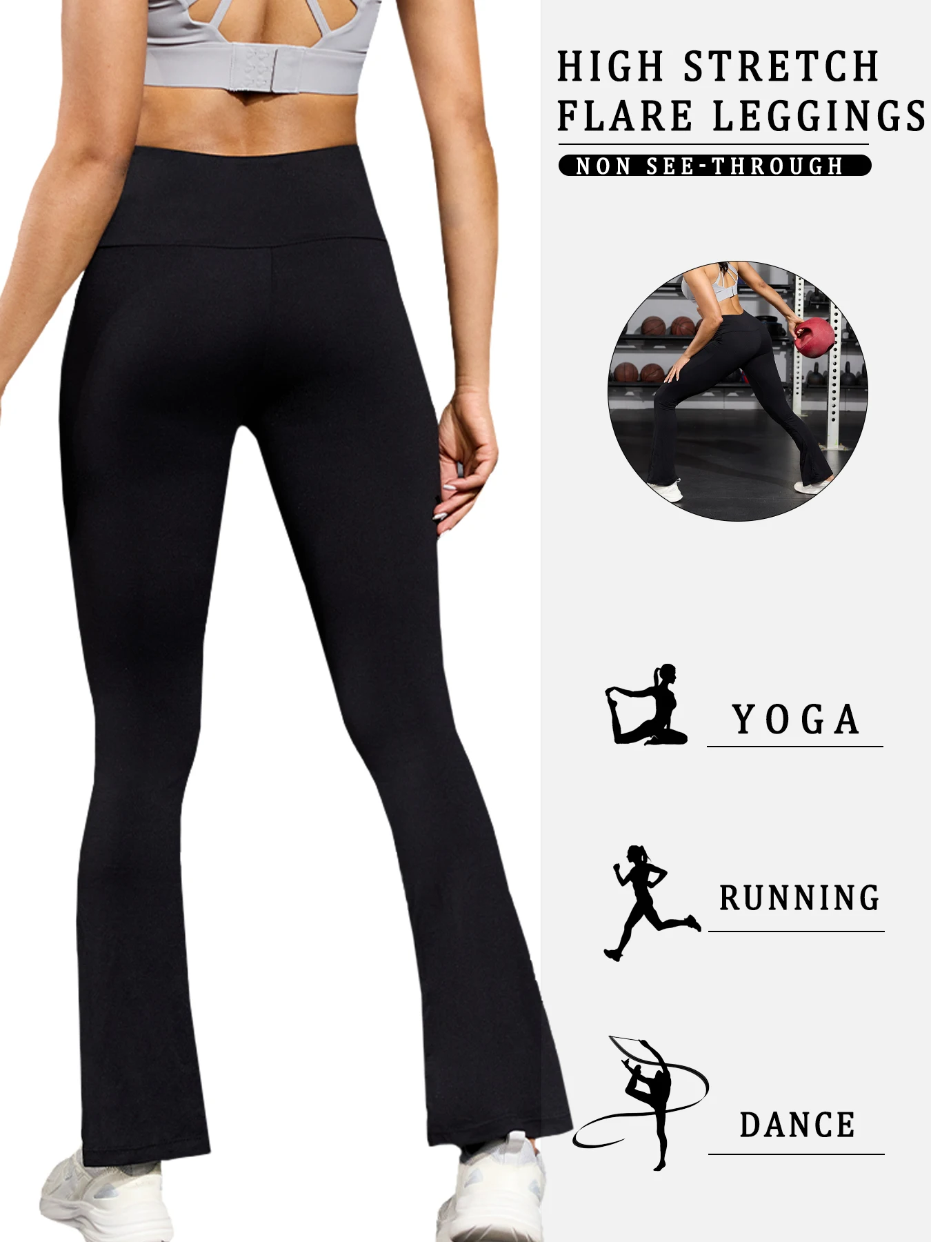 Pantalones acampanados súper suaves para mujer, cintura alta, Control de barriga, entrenamiento, Yoga, Push Up, gimnasio, Fitness, mallas largas, pantalones acampanados